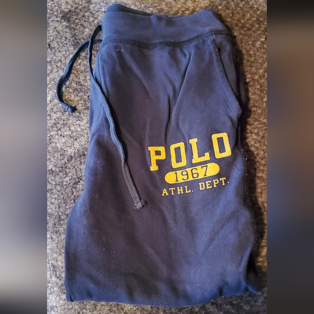 Polo Navy Sweatpants with Yellow Logo